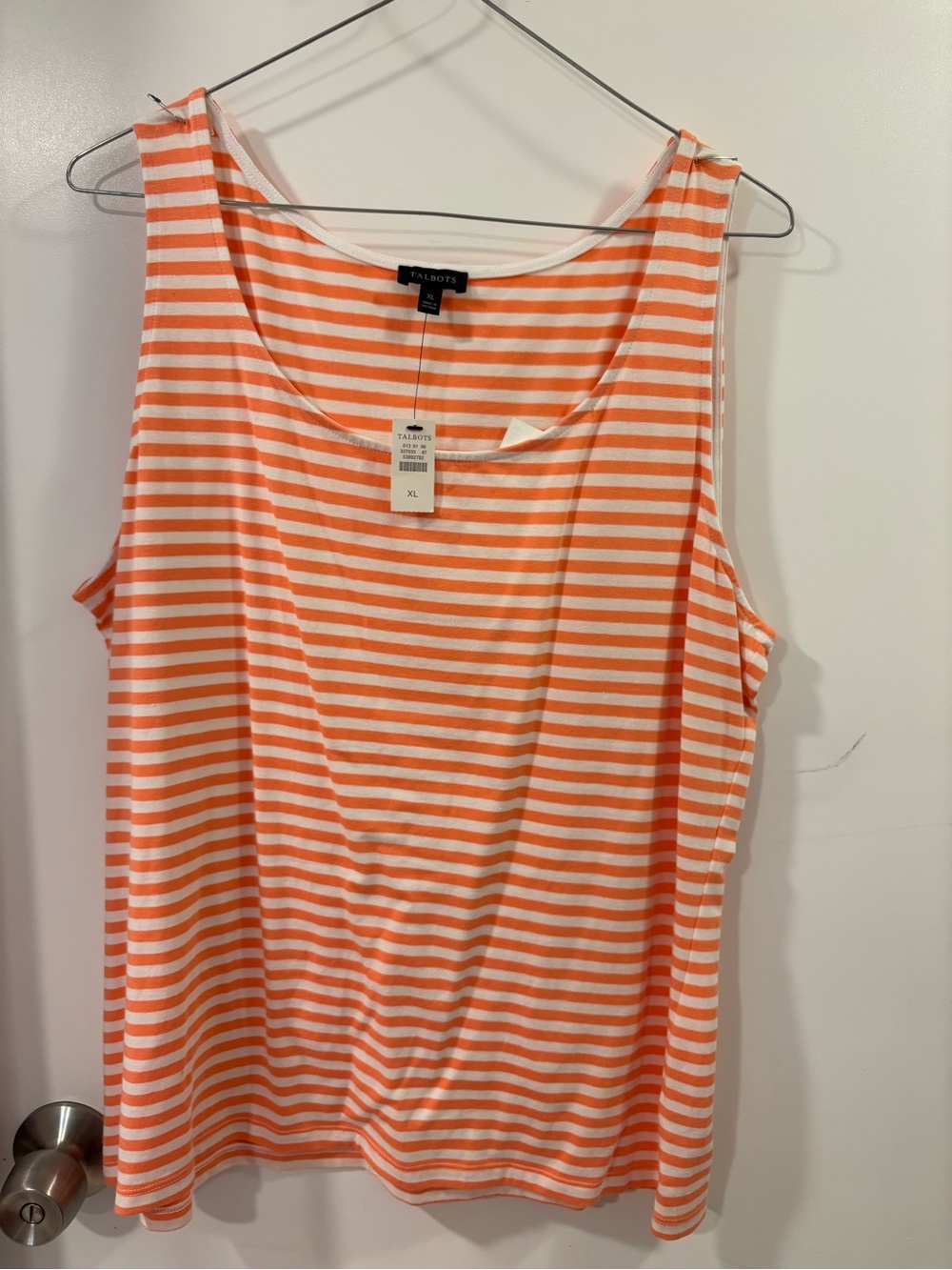 5/$25 Talbots Orange & White Scoop Neck Striped Tank - Picture 4 of 5